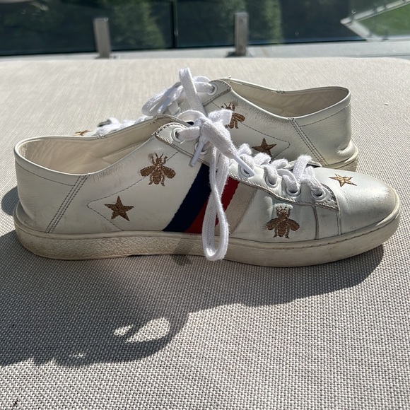Gucci White Ace Bee and Star Sneaker - Picture 3 of 5